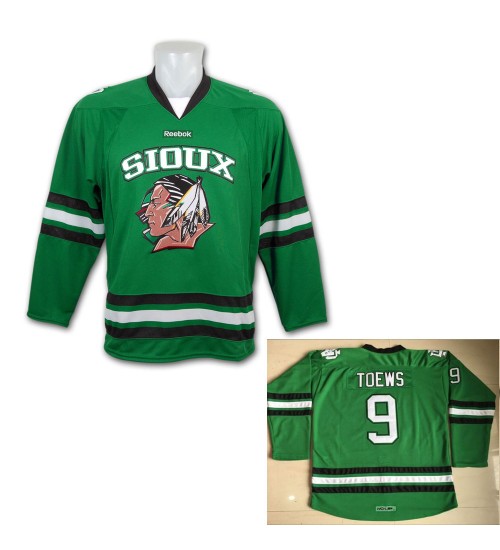 Custom NCAA University Jonathan Toews 9 North Dakota Fighting Sioux Hockey Jersey Black